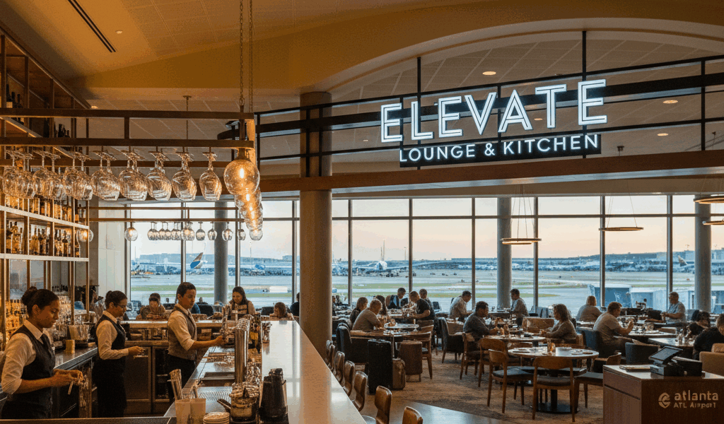 Professional featured image for article: Best Restaurants and Lounges at Atlanta ATL Airport. High q