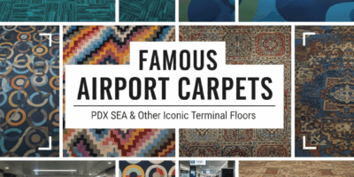Professional featured image for airport travel article: Famous Airport Carpets PDX SEA and Other Ico