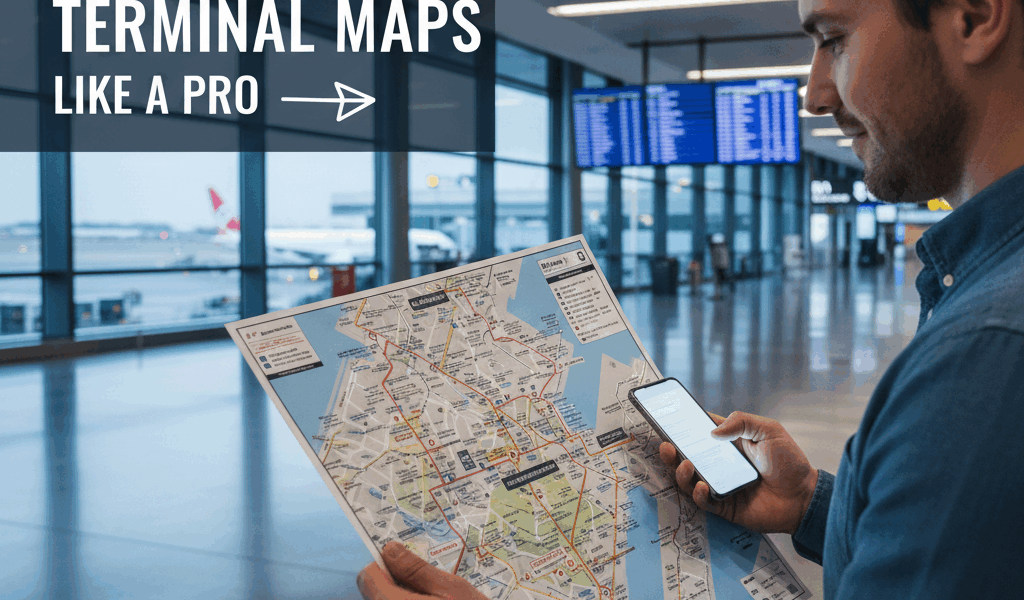 Professional featured image for article: How to Read Airport Terminal Maps Like a Pro. High quality 