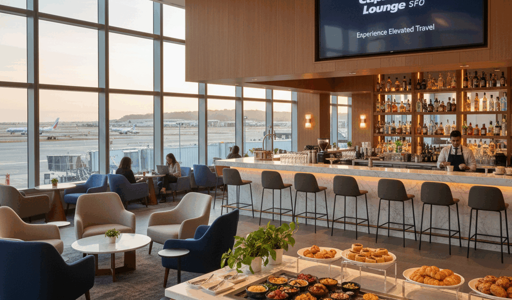 Professional featured image for article: Capital One Lounge at SFO What to Expect and How to Get In.