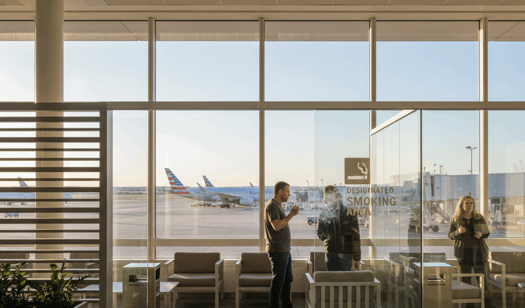 Professional featured image for airport travel article: Dallas Airport Smoking Areas Where to Smoke 