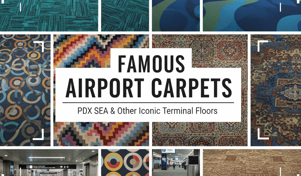 Professional featured image for airport travel article: Famous Airport Carpets PDX SEA and Other Ico