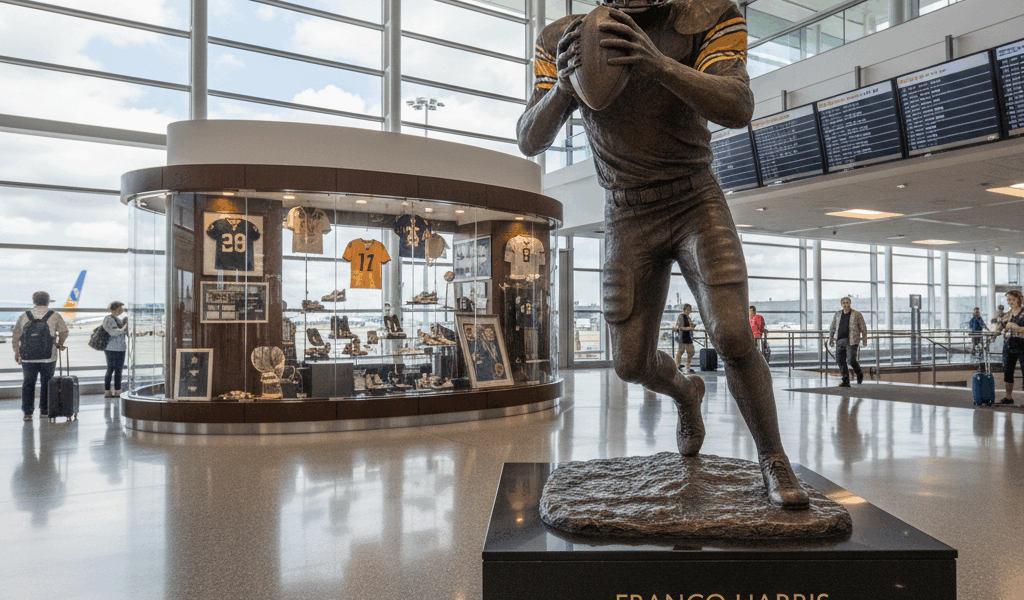 Franco Harris Statue at Pittsburgh Airport