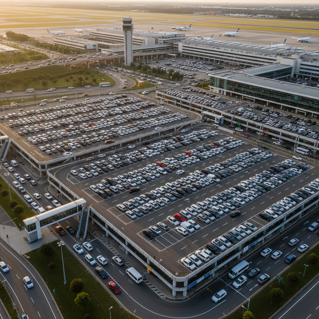 Airport parking lot overview