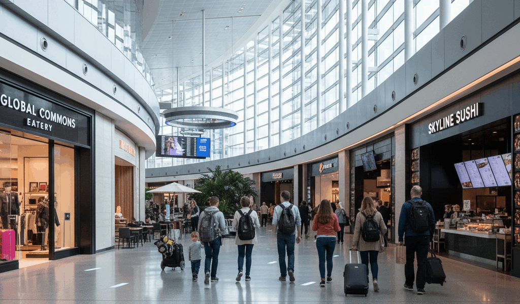Modern airport terminal amenities