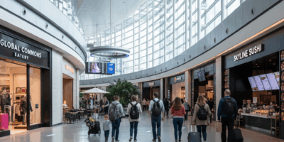 Modern airport terminal amenities