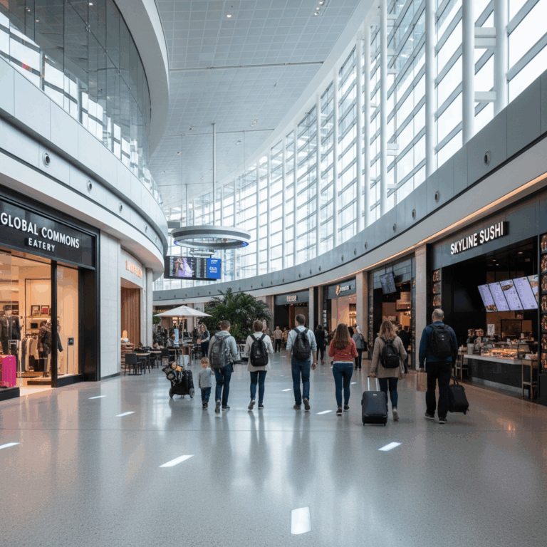 Modern airport terminal amenities