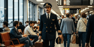 vintage airline pilot walking through airport terminal carry 20260331 095449